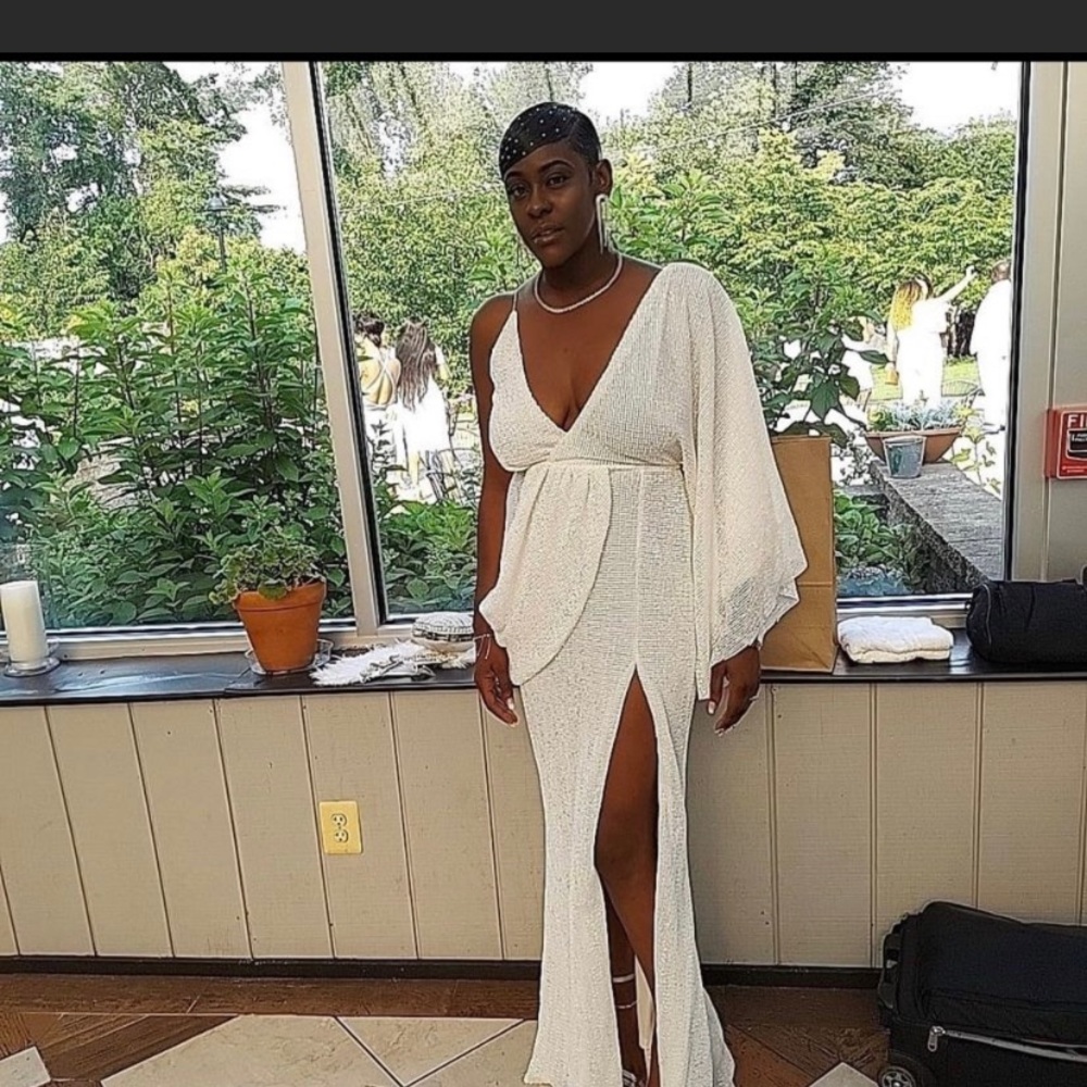 White dress with white sequins